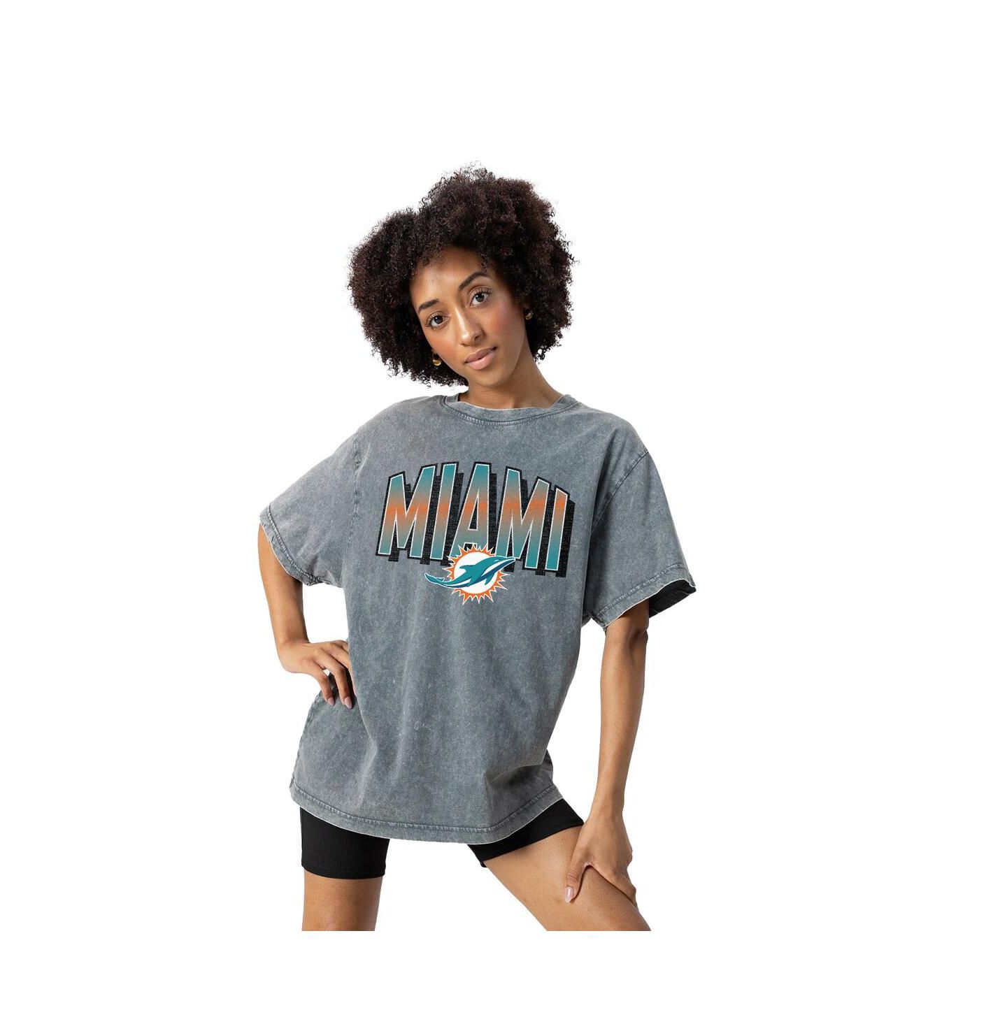 Женская футболка Gameday Couture Gray Miami Dolphins Peak Performance Oversized Snow Wash — фото 1