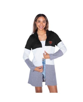 Women's Black Chicago Bears Tri-Blend Color Block Lightweight Cardigan