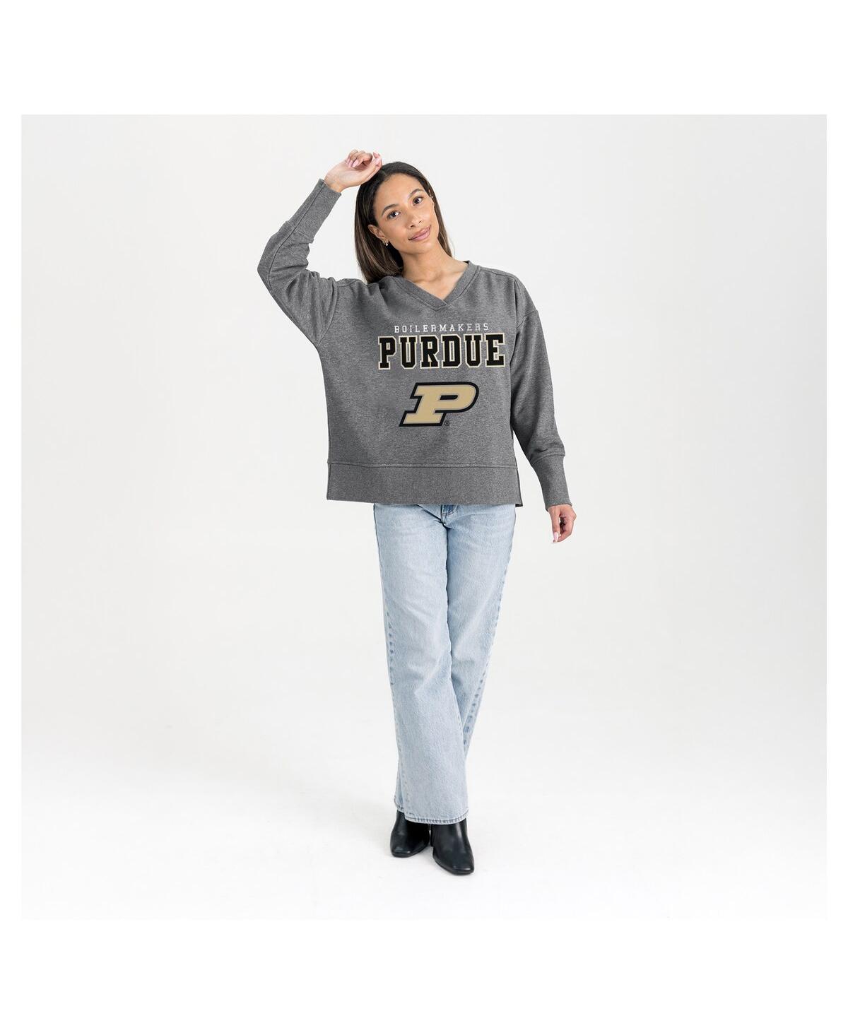 Gameday Couture Women's Gray Purdue Boilermakers French Terry V-neck Pullover Sweatshirt In Gray