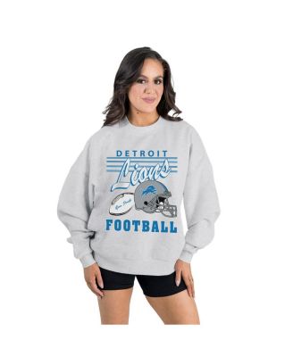 Gameday Couture - Women's Ash Detroit Lions Home Turf Oversized Premium Fleece Pullover Sweatshirt