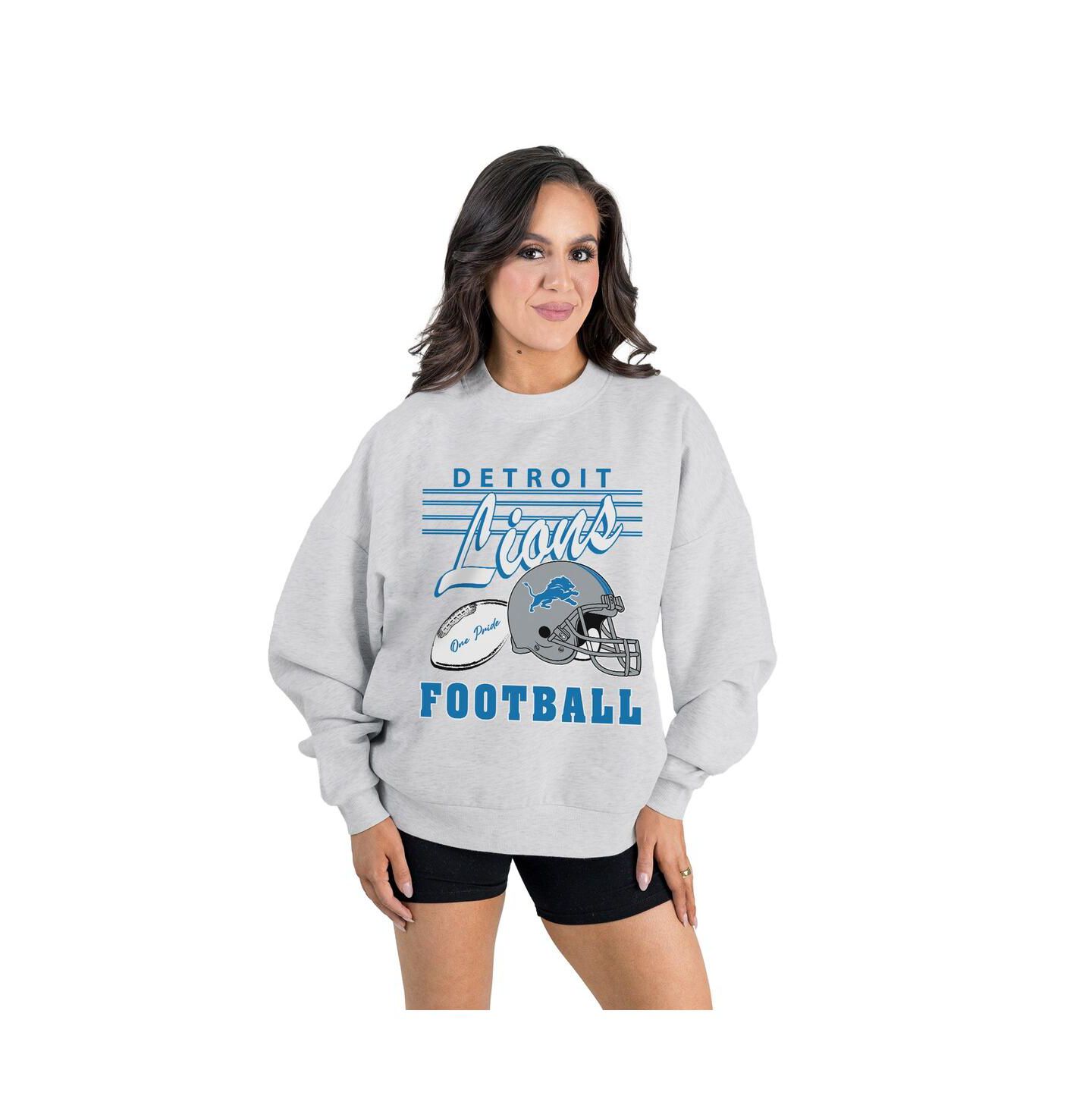 Женская толстовка Gameday Couture Ash Detroit Lions Home Turf Oversized Premium Fleece Pullover — фото 1