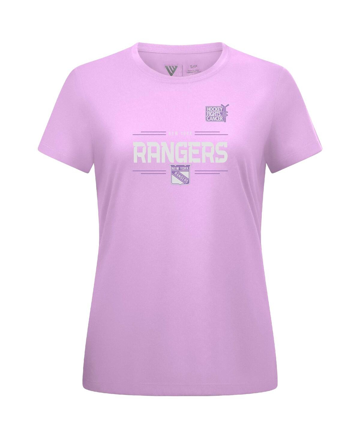 Levelwear Women's Mika Zibanejad Lavender New York Rangers Hockey Fights Cancer Anthem Name Number T-shirt In Purple