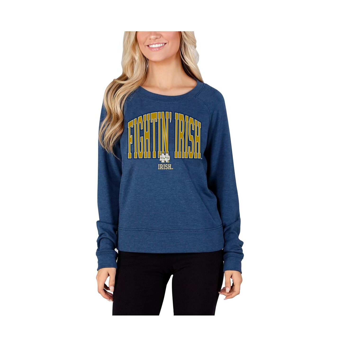 Женский топ Concepts Sport Navy Notre Dame Fighting Irish Mainstream Terry Long Sleeve — фото 1
