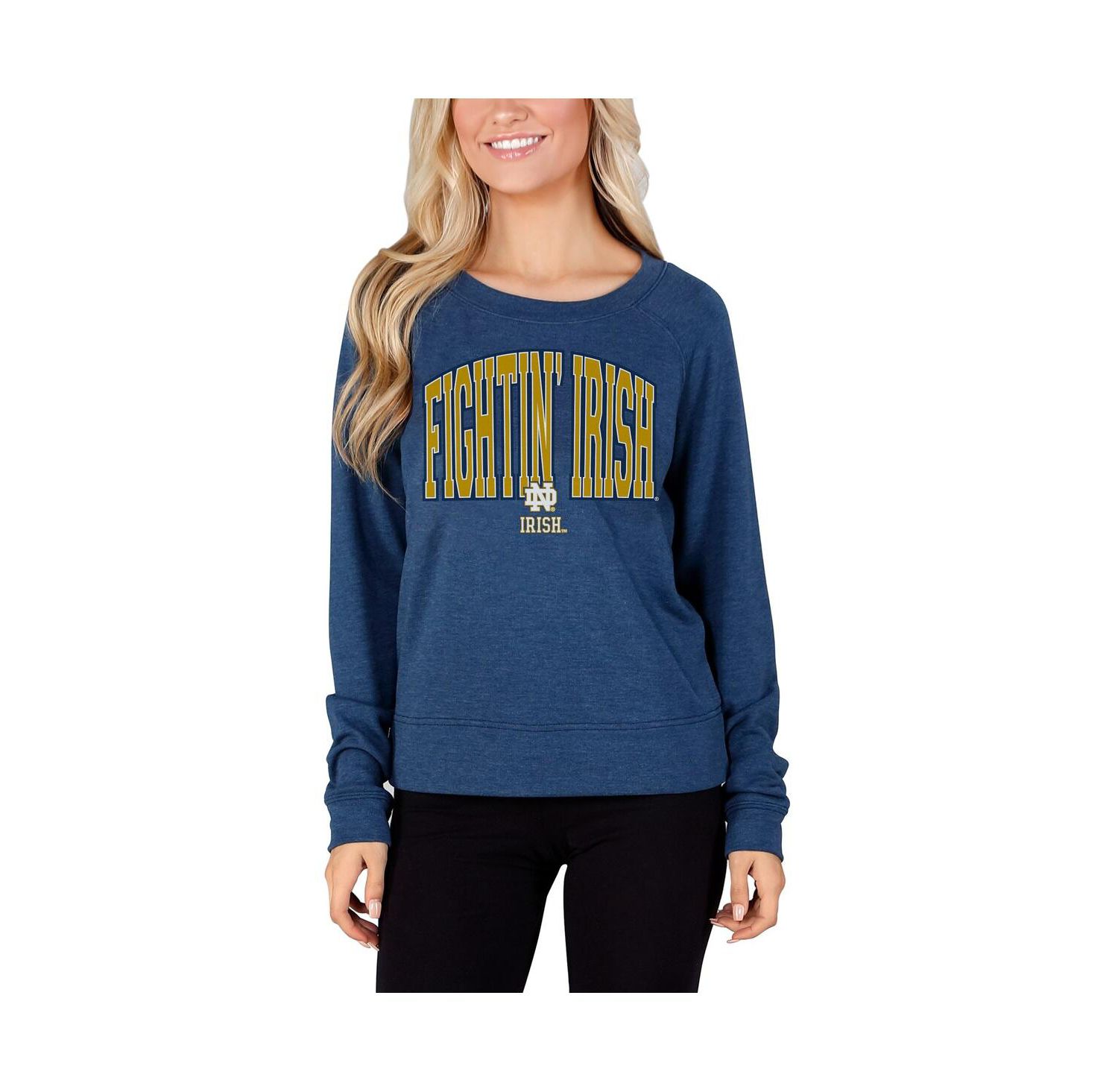 Women's Navy Notre Dame Fighting Irish Mainstream Terry Long Sleeve Top