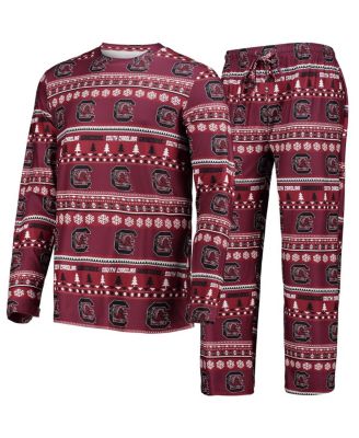 Concepts Sport - Men's 2-Piece Garnet South Carolina Gamecocks Ugly Sweater Long Sleeve Top and Pants Sleep Set