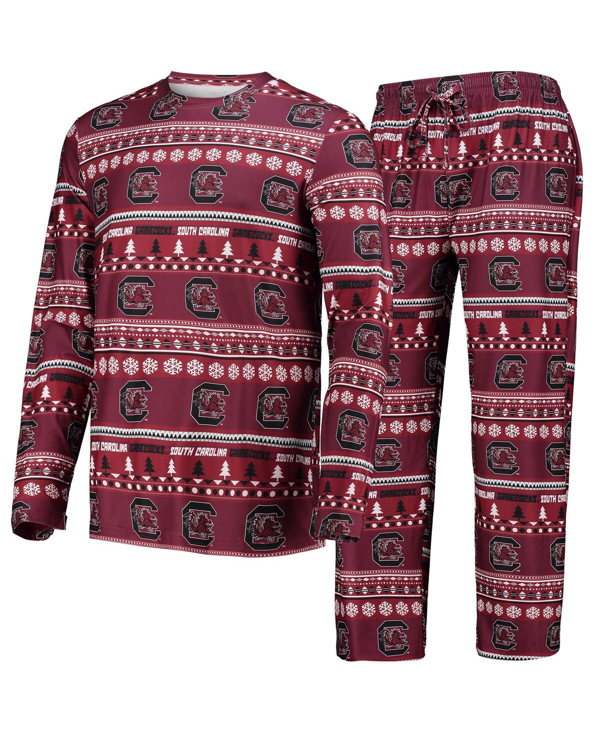 Concepts Sport Men's 2-piece Garnet South Carolina Gamecocks Ugly Sweater Long Sleeve Top And Pants Sleep Set In Burgundy