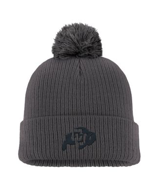 Nike - Men's Charcoal Colorado Buffaloes Tonal Peak Cuffed Knit with Pom Hat