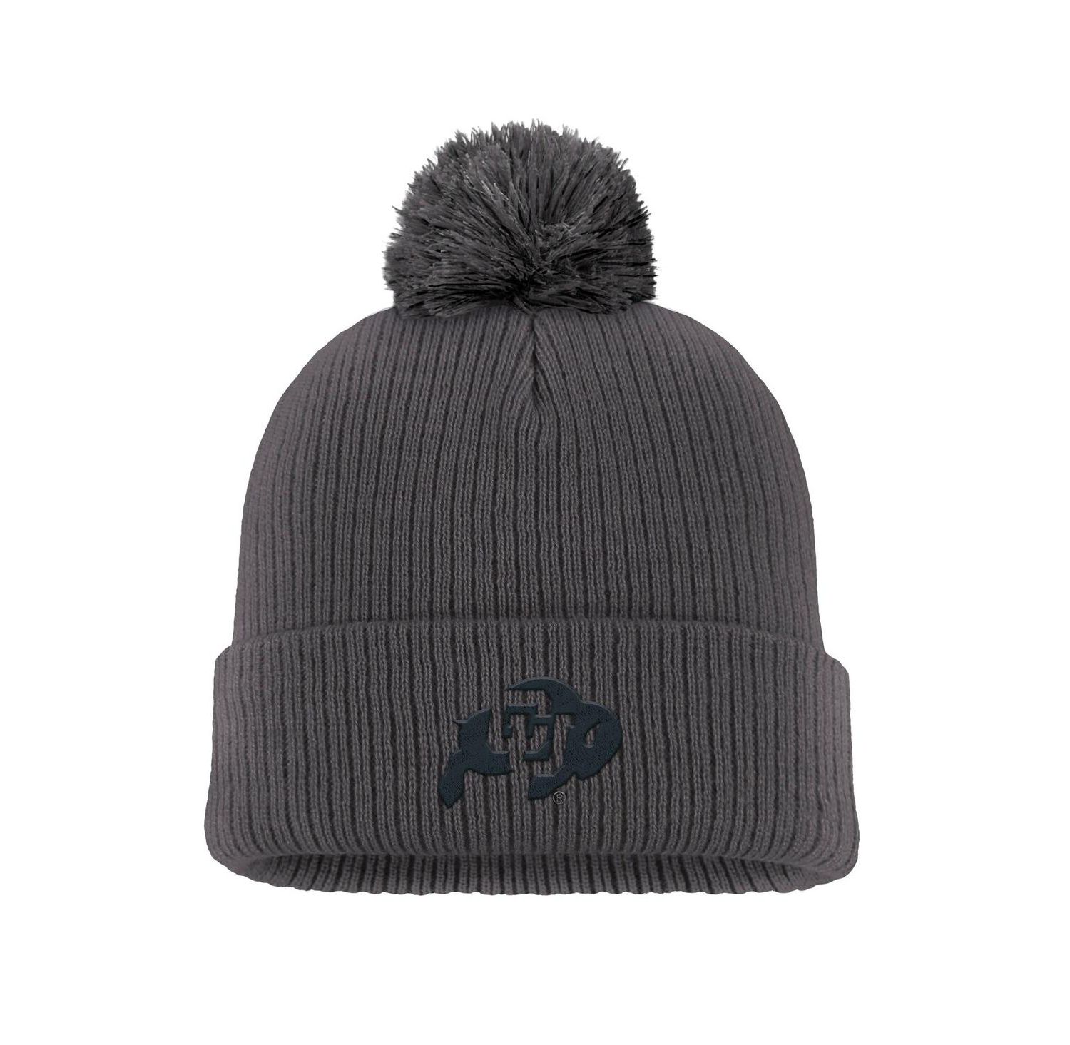 Men's Charcoal Colorado Buffaloes Tonal Peak Cuffed Knit with Pom Hat