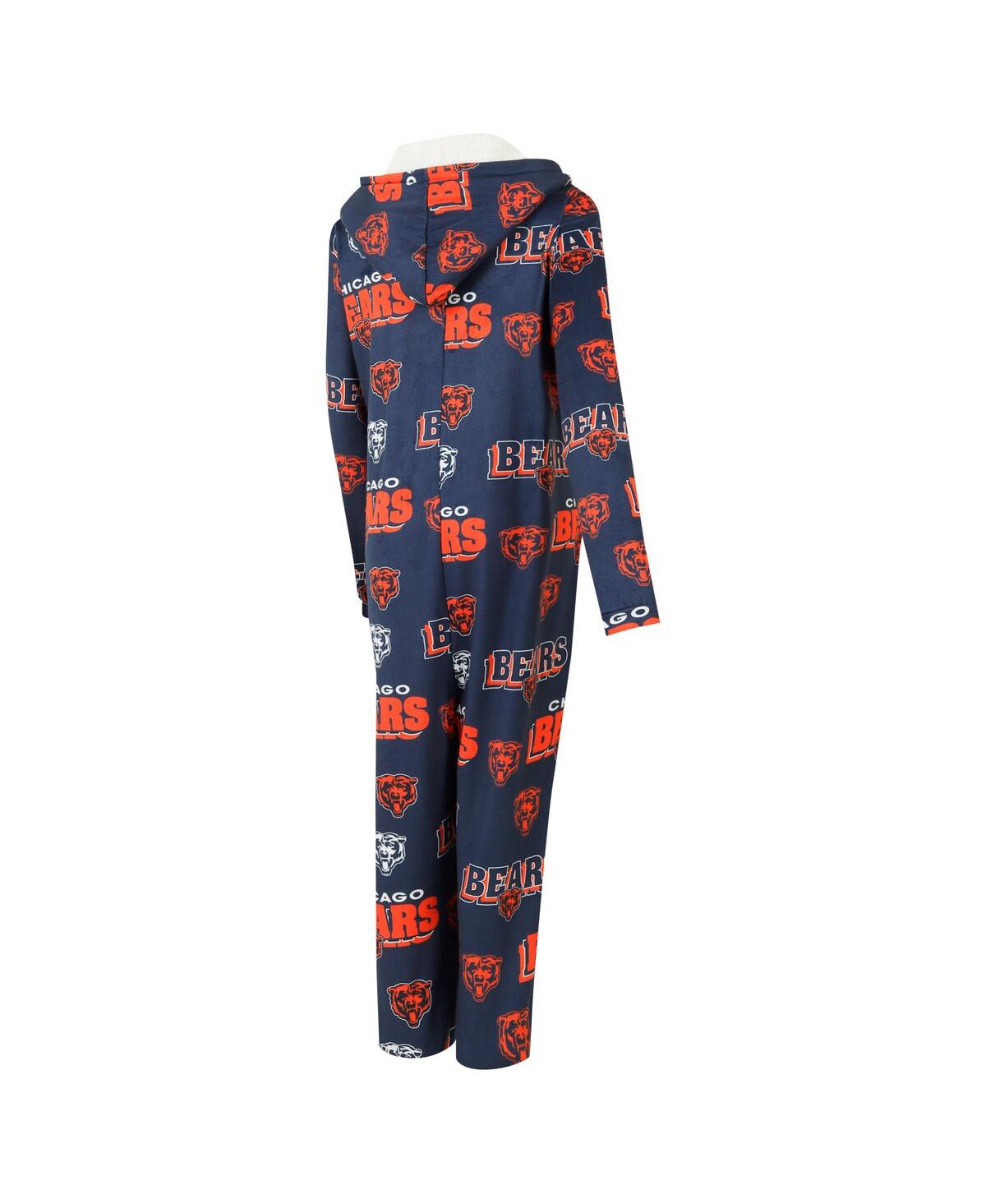 Concepts Sport Women's Navy Chicago Bears Roadway Allover Print Microfleece Full-zip Union Suit In Multi