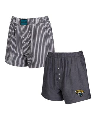Concepts Sport - Women's 2-Pack Charcoal Jacksonville Jaguars Stripes and Solids Boxer Shorts Set