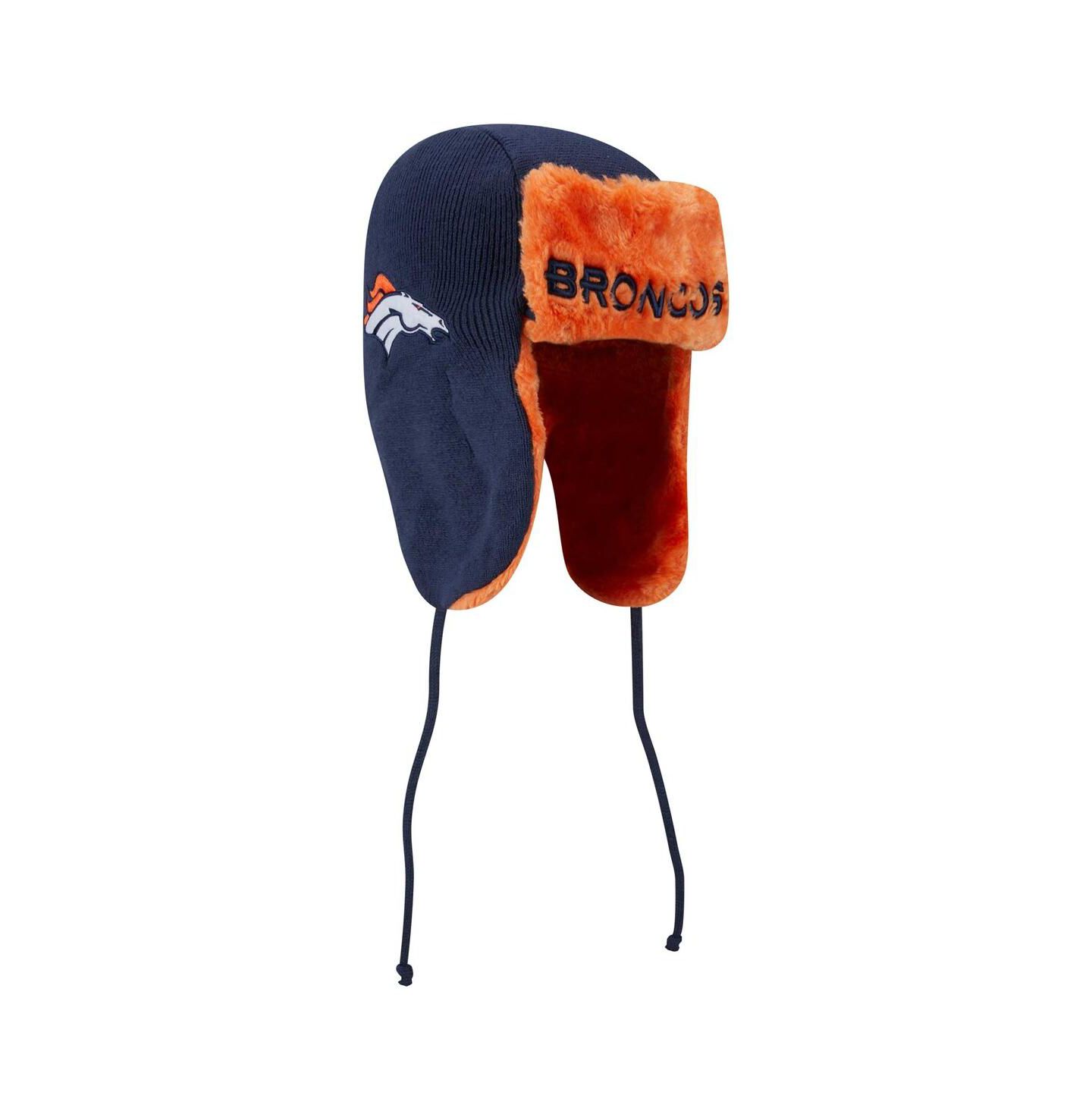 Мужская шапка New Era Navy Denver Broncos Helmet Head Trapper Knit Hat — фото 3