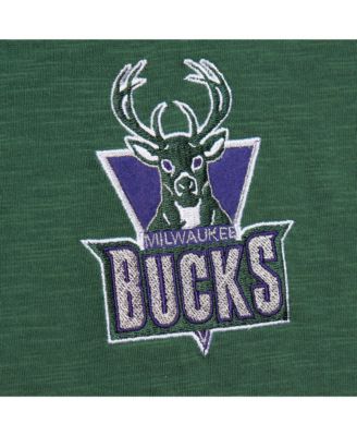 Men's Green Milwaukee Bucks Hardwood Classics Felt Applique Slub T-Shirt
