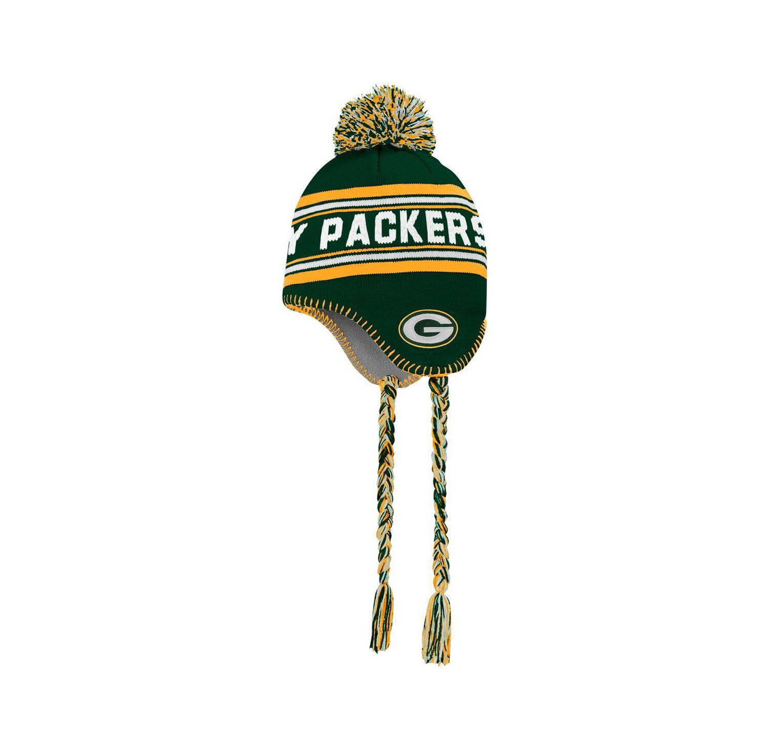 Big Boys and Girls Green Bay Packers Jacquard Tassel Knit with Pom Hat