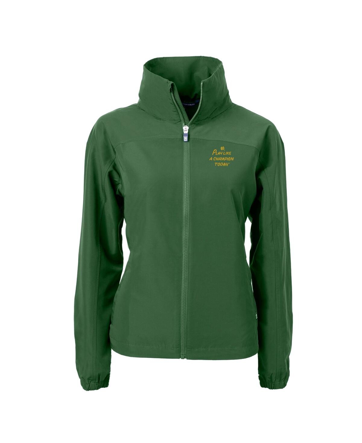 Cutter & Buck Women's Hunter Green Notre Dame Fighting Irish Play Like A Champion Today Charter Eco Full-zip Jacke In Green
