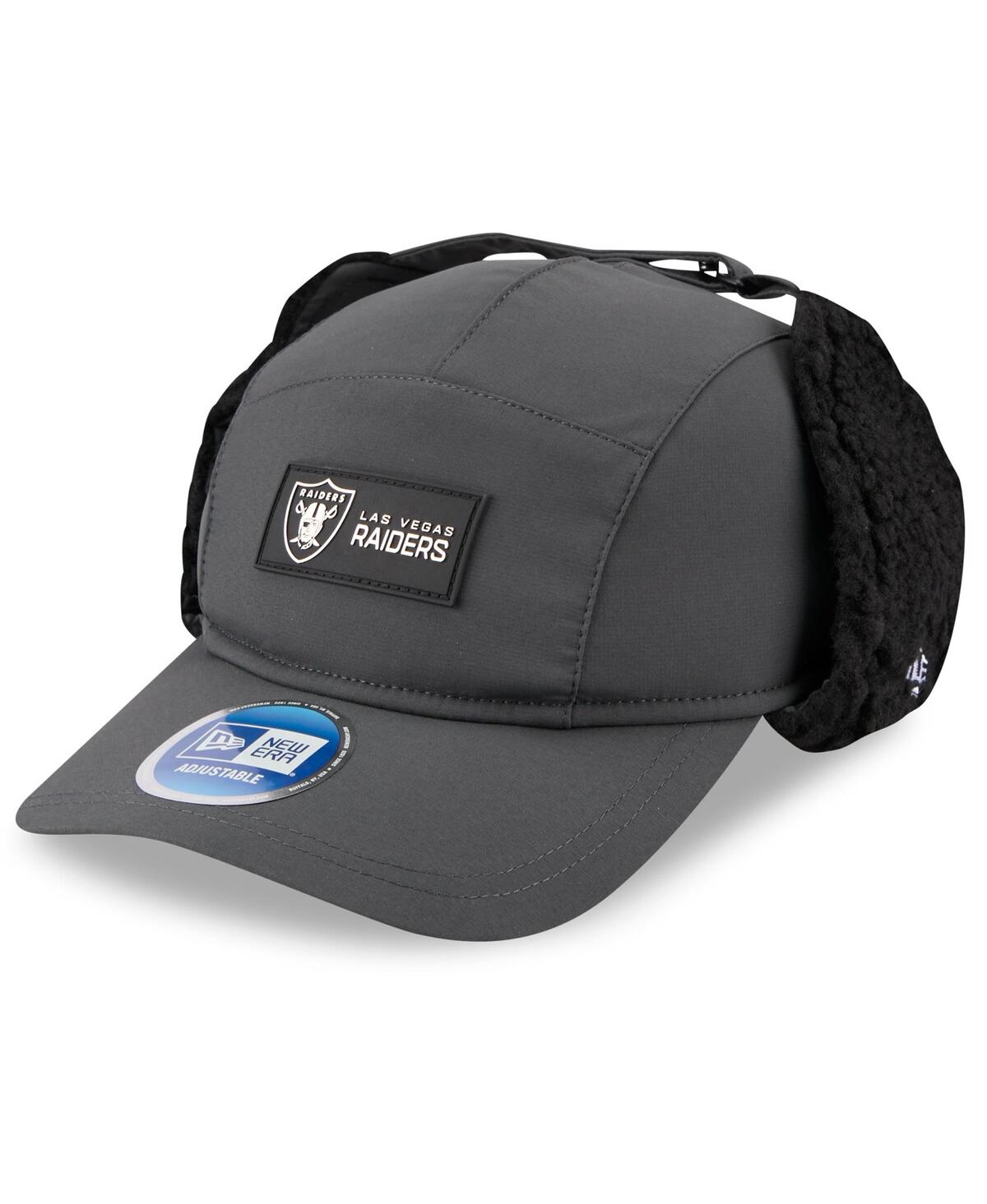 New Era Men's Charcoal Las Vegas Raiders 2025 Sideline Cold Weather Runner Dog Ear Adjustable Hat