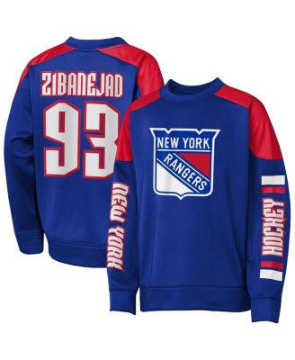 Outerstuff - Big Boys and Girls Mika Zibanejad Blue New York Rangers Best Defense Name Number Crewneck Sweatshirt