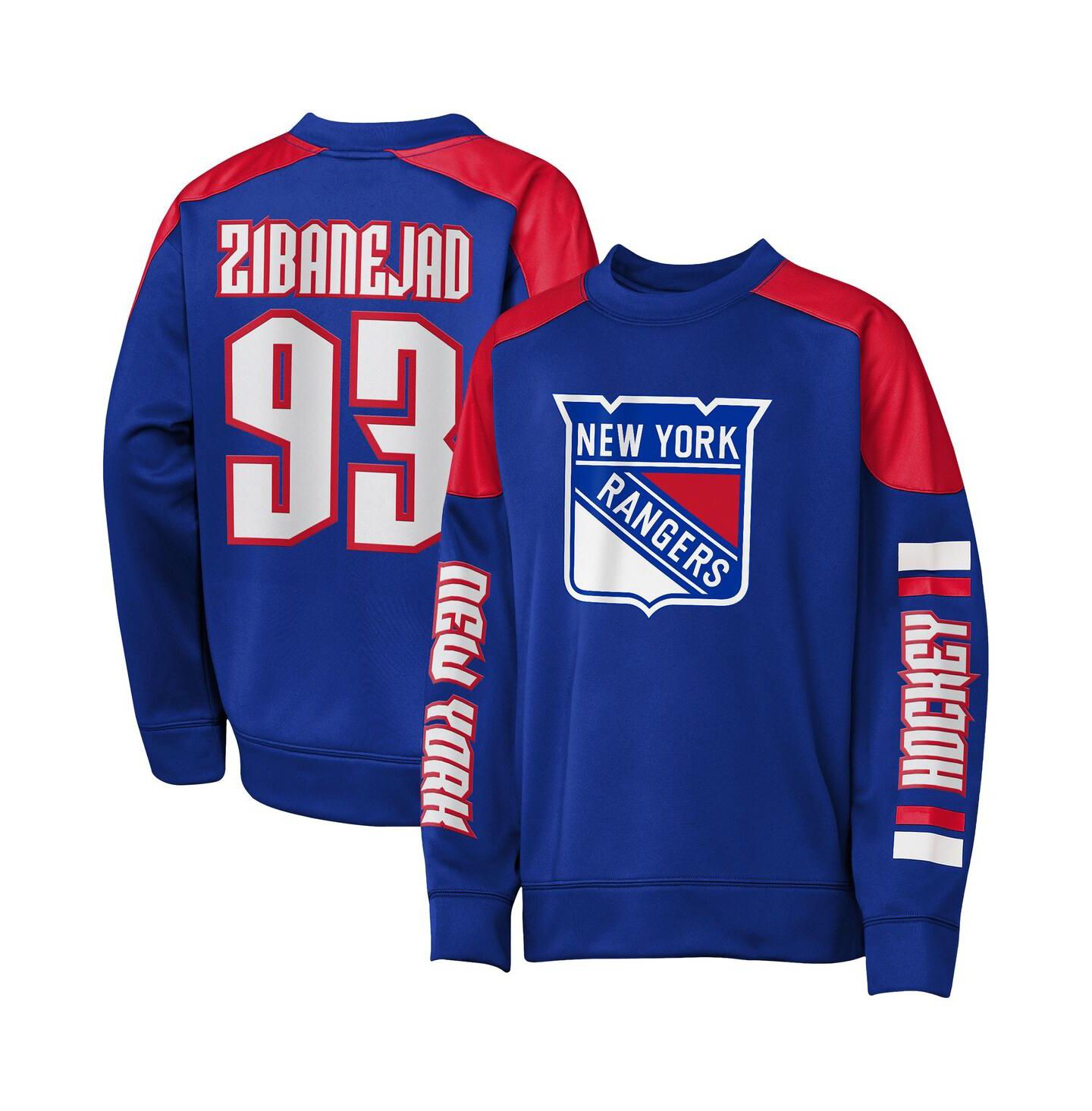 Детская толстовка Outerstuff Mika Zibanejad Blue New York Rangers Best Defense Name & Number Crewneck — фото 1