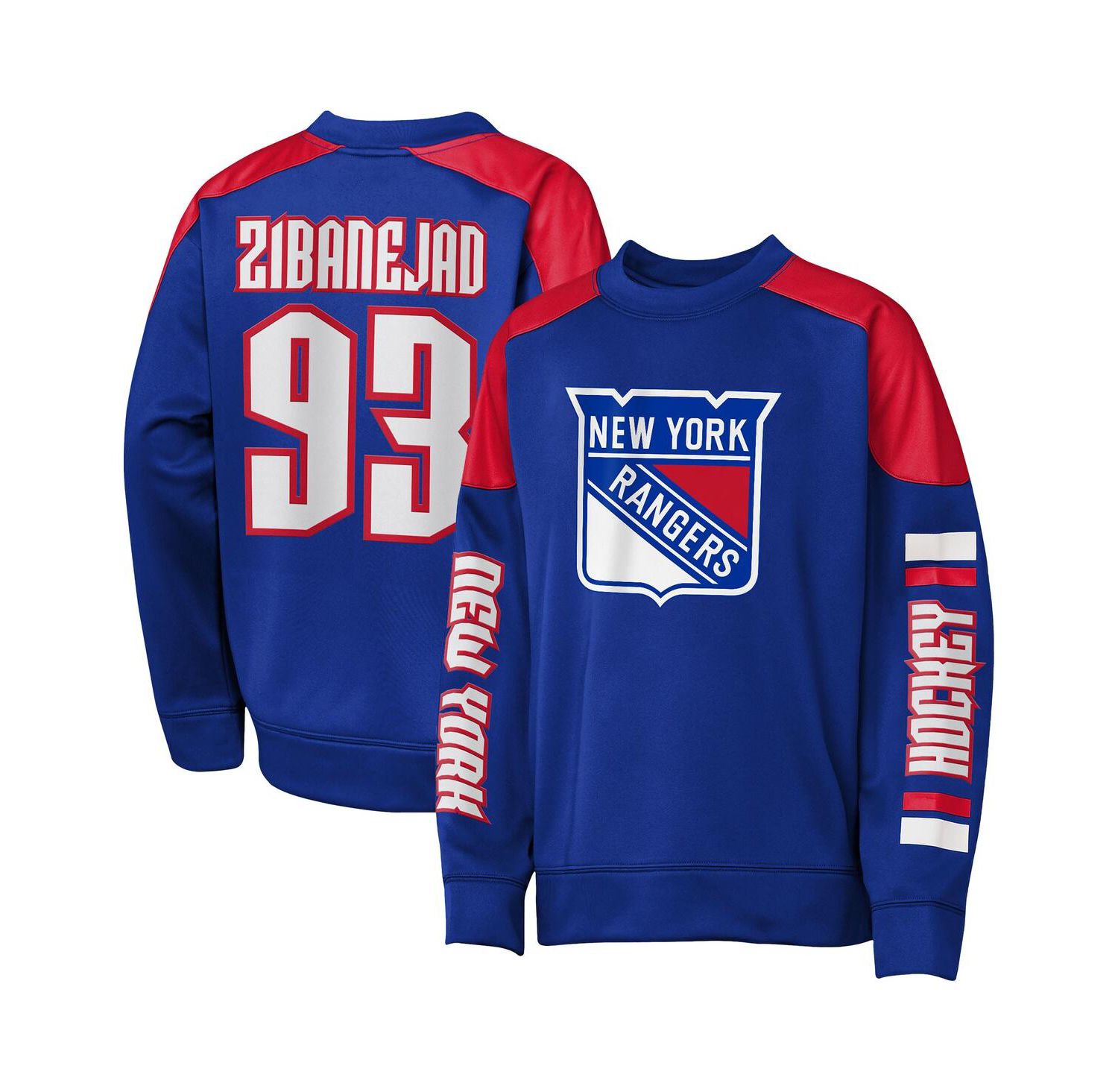 Big Boys and Girls Mika Zibanejad Blue New York Rangers Best Defense Name & Number Crewneck Sweatshirt