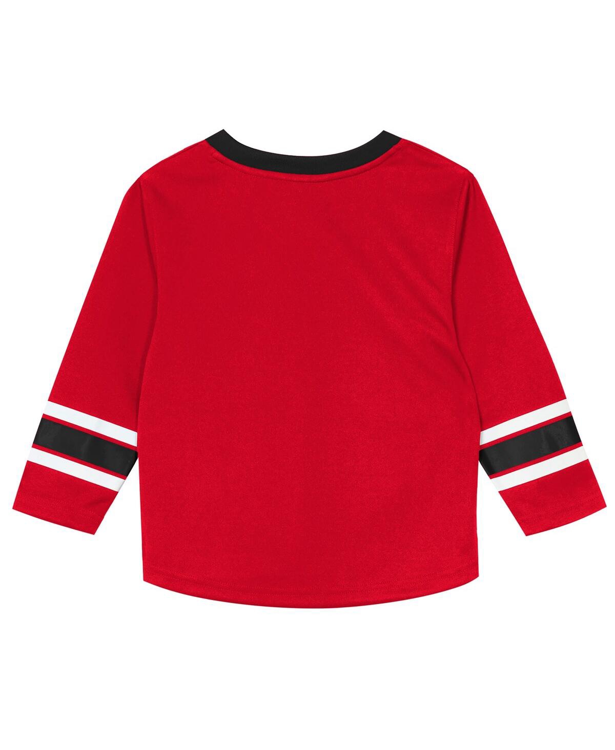 Outerstuff Preschool 2-piece Red/black Chicago Blackhawks Denting The Net Long Sleeve T-shirt And Pants Set In Red