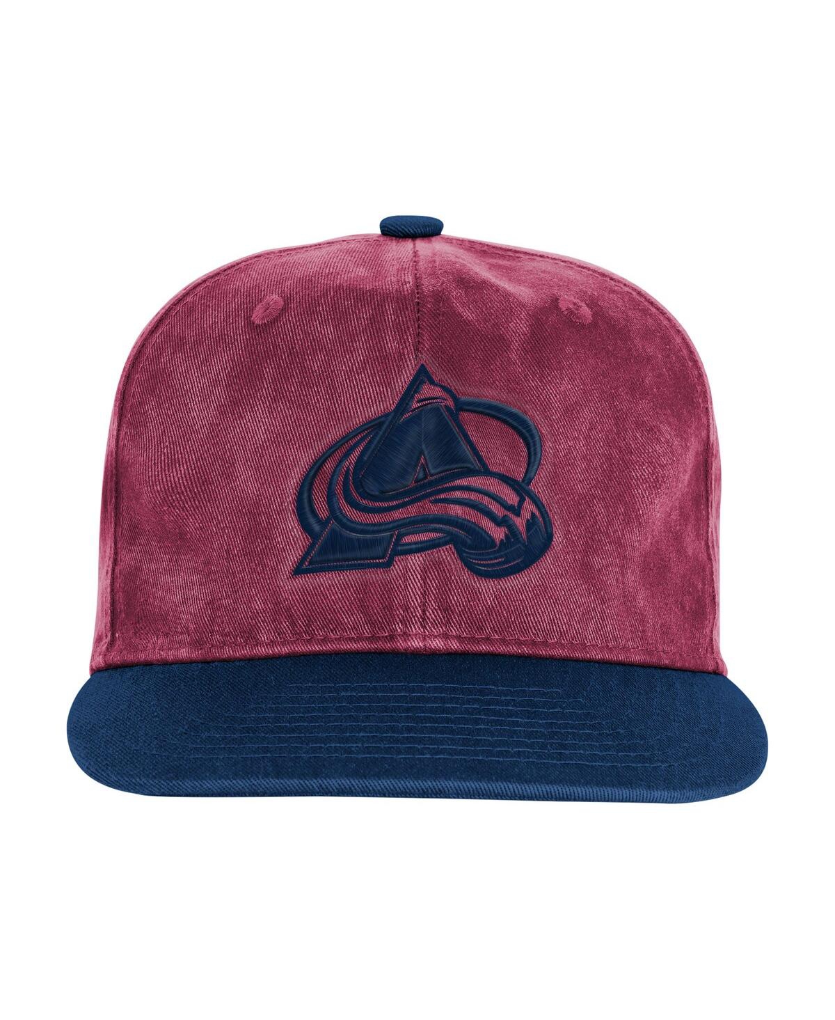Outerstuff Big Boys And Girls Burgundy/navy Colorado Avalanche True Retro Deadstock Adjustable Hat In Red