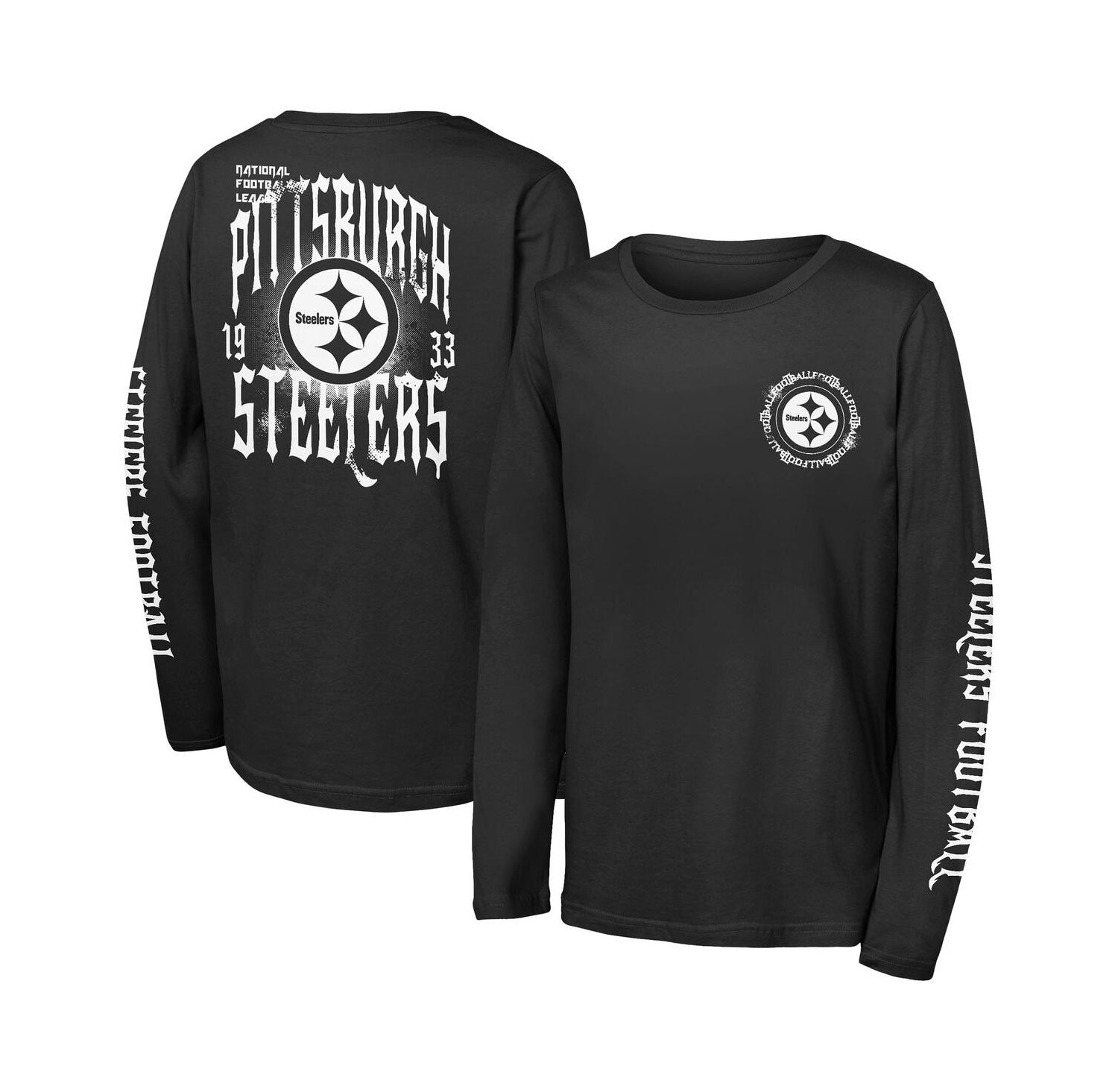 Big Boys and Girls Black Pittsburgh Steelers Rumble Long Sleeve T-Shirt
