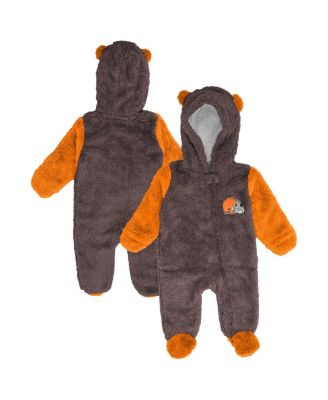 Outerstuff - Baby Boys and Girls Brown Cleveland Browns Stay Napping Fleece Bunting Full-Zip Sleeper