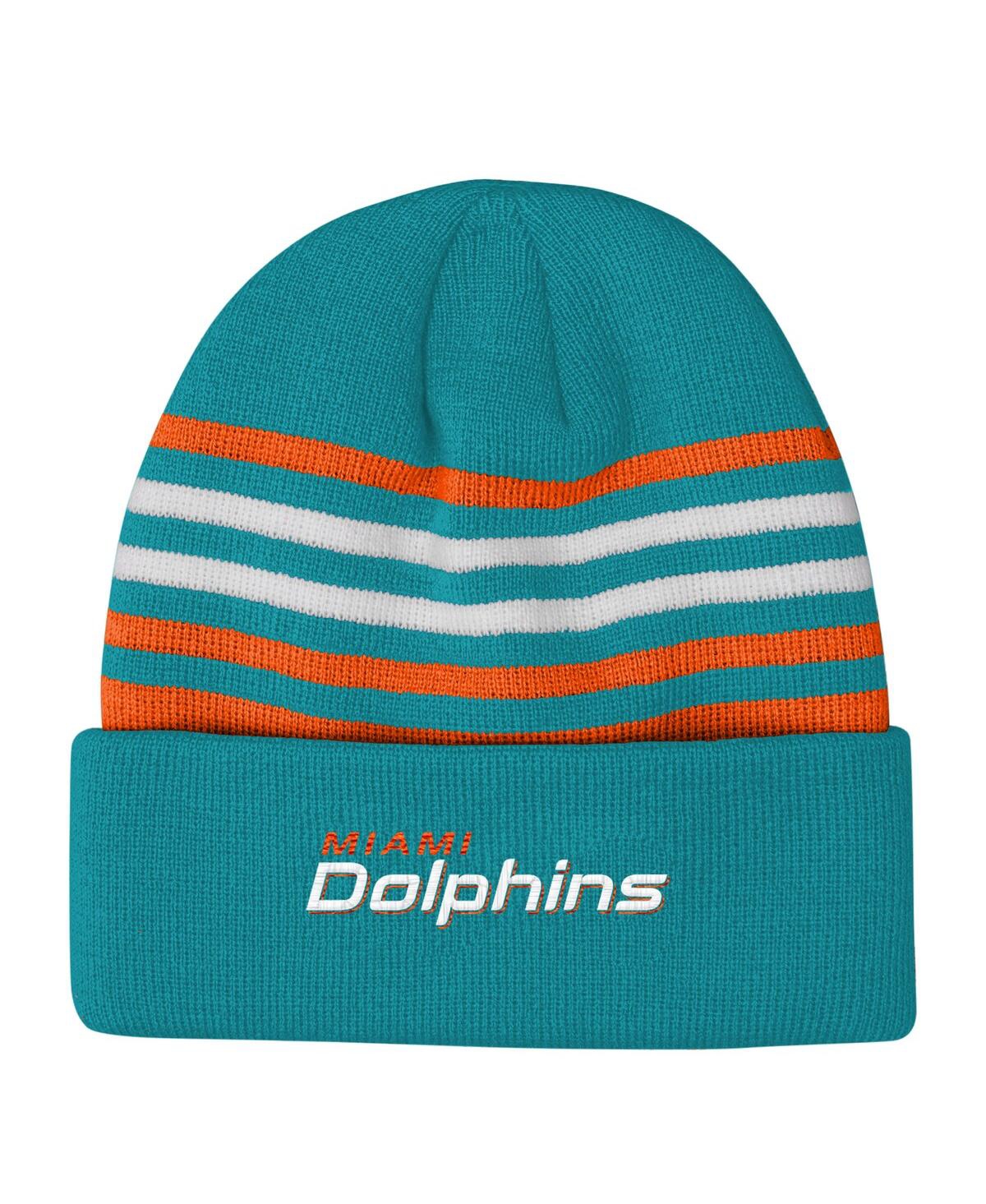 Outerstuff Big Boys And Girls Aqua Miami Dolphins Essentials Cuffed Knit Hat In Green