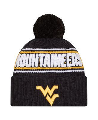 New Era - Men's Black West Virginia Mountaineers Bold Cuffed Knit with Pom Hat