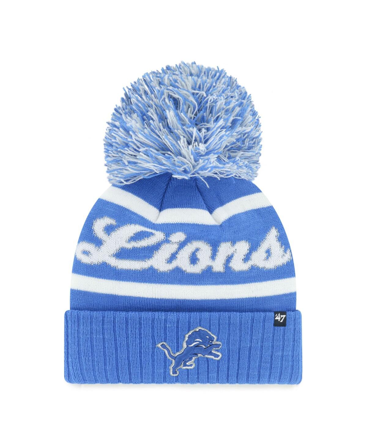 47 Brand Women's Blue Detroit Lions Spirited Cuffed Knit With Pom Hat In Blue