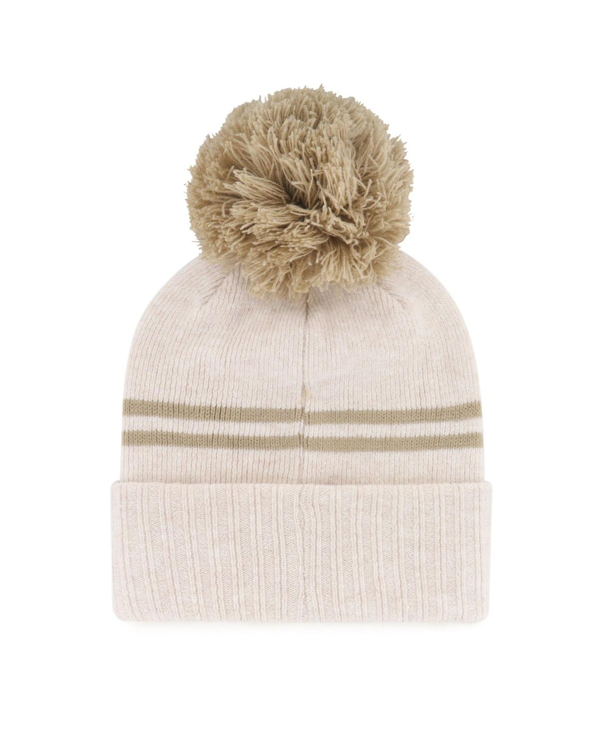 47 Brand Women's Natural Washington State Cougars Core Inline Latte Cuffed Knit With Pom Hat In Neutral