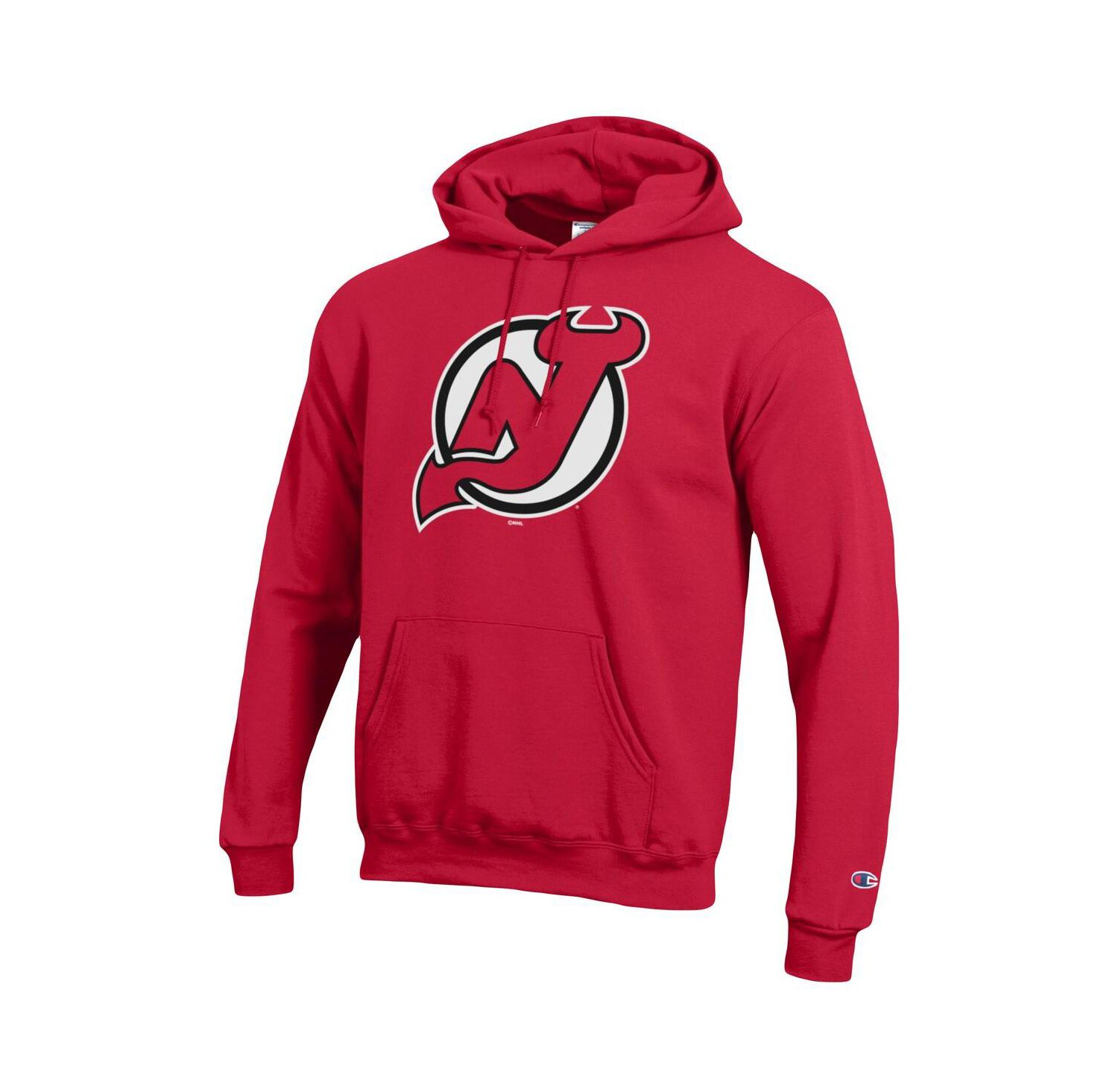 Men's Red New Jersey Devils Primary Logo 1-Hit Pullover Hoodie