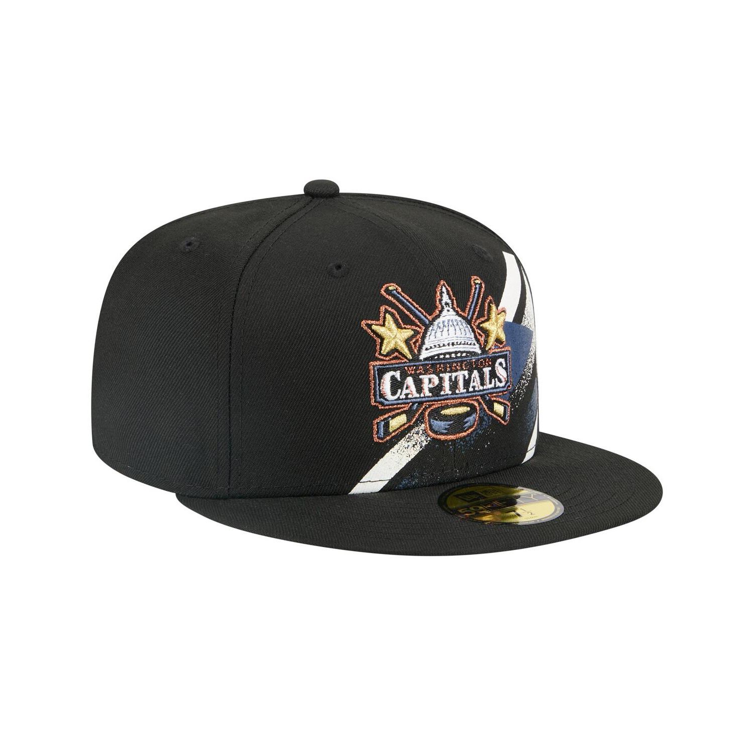 Men's Black Washington Capitals Faded Lines 59FIFTY Fitted Hat