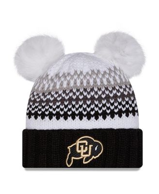 New Era - Women's Black Colorado Buffaloes Double Pom Print Cuffed Knit Hat
