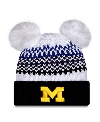 New Era - Women's Navy Michigan Wolverines Double Pom Print Cuffed Knit Hat