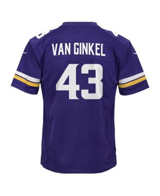 Big Boys and Girls Andrew Van Ginkel Purple Minnesota Vikings Team Game Jersey