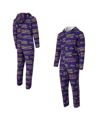 Concepts Sport - Men's Purple Baltimore Ravens Shuffle All-Over-Print Microfleece Full-Zip Union Suit