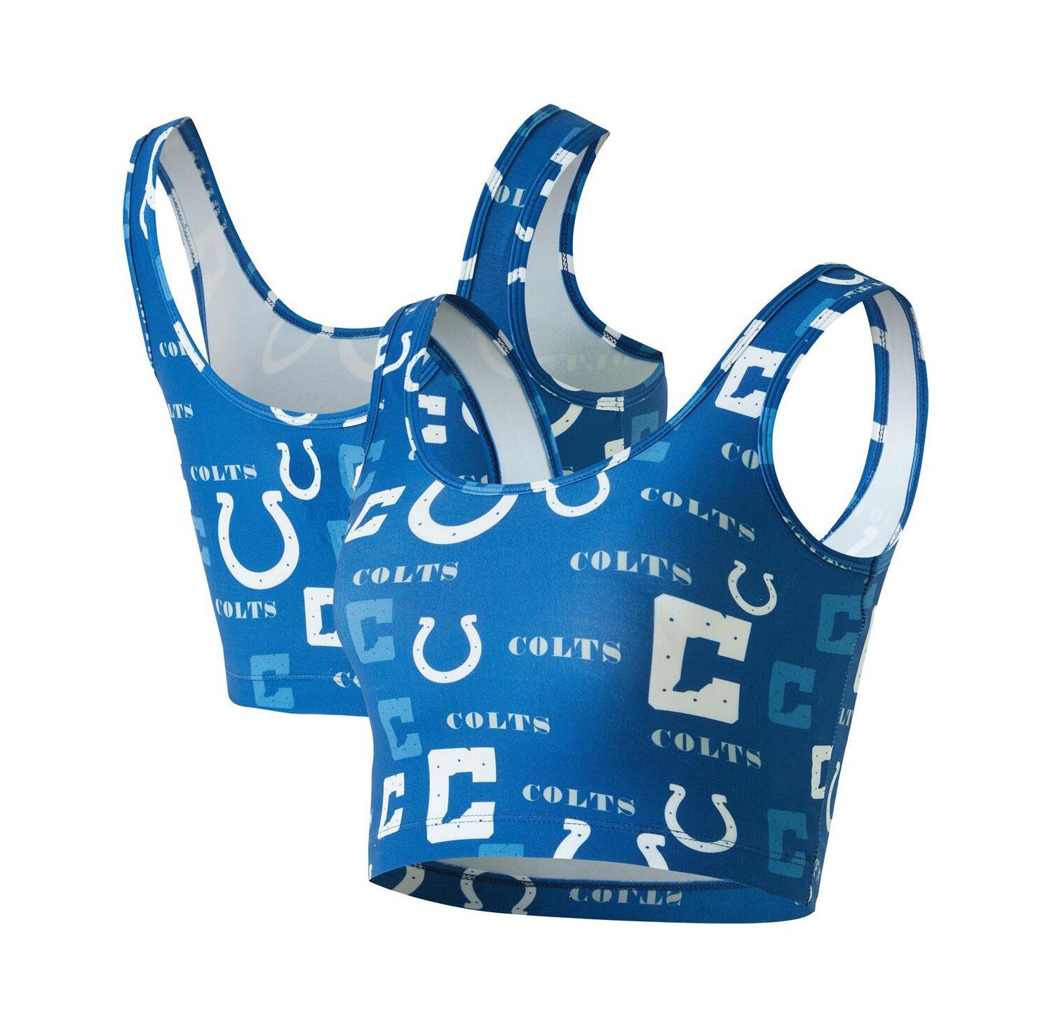 Women's Royal Indianapolis Colts Mosaic Allover Print Bralette