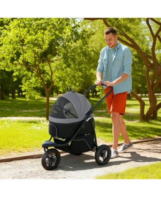 3 in 1 Pet Stroller for Small Dogs and Cats with Detachable Carrier
