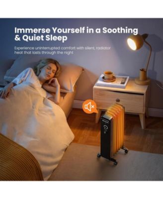 Portable Electric Radiato Portable Electric Radiator Heater,Space Oil Filled Heaters with 3 Heat Settings, Overheat & Tip-Over Protection,1500W