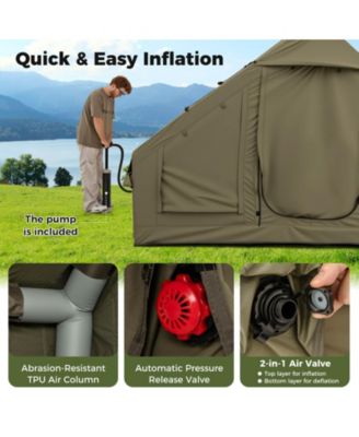 4-6 People Inflatable Tent with 4 Mesh Screen Windows 2 Doors Skylight Carrying Bag