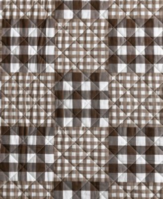 Gingham Patchwork Cotton Reversible 3-Pc. Quilt Set, Full/Queen