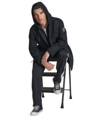 Men's Faux Wool Hooded Varsity Jacket