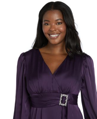 Women's Long-Sleeve Faux Wrap Dress