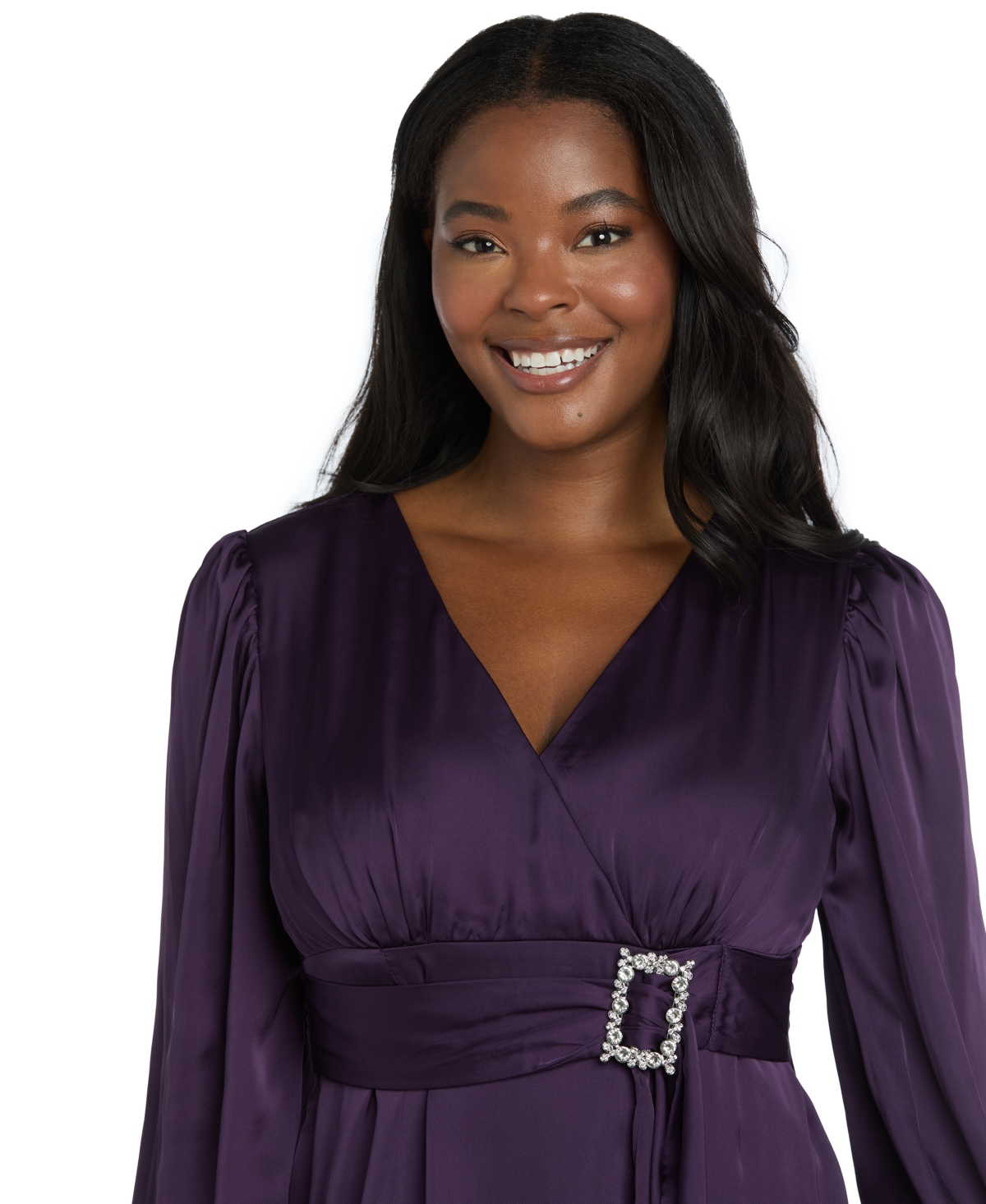 R & M Richards Women's Long-sleeve Faux Wrap Dress In Multi