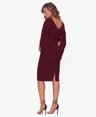 Petite Drape-Design Boat Neck Sheath Dress