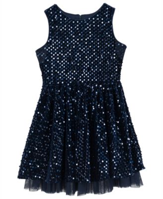 Girls' 7-16 Sequin Velvet Sleeveless Dress