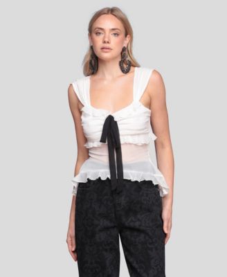 Women's Bow Detail Ruffle Top