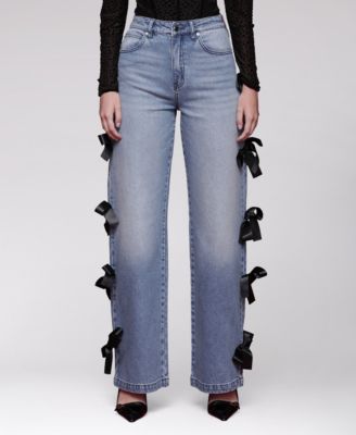 Avec Les Filles - Women's Bow Detail High-Rise Jeans