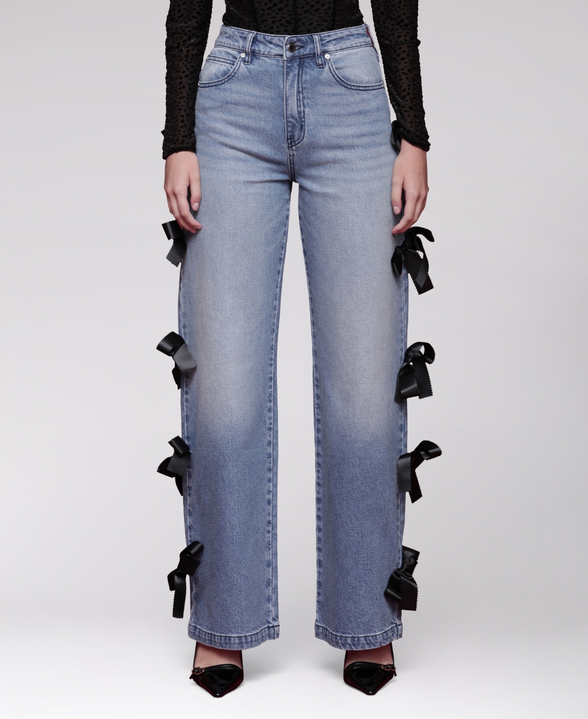 Avec Les Filles Women's Bow Detail High-rise Jeans In Blue