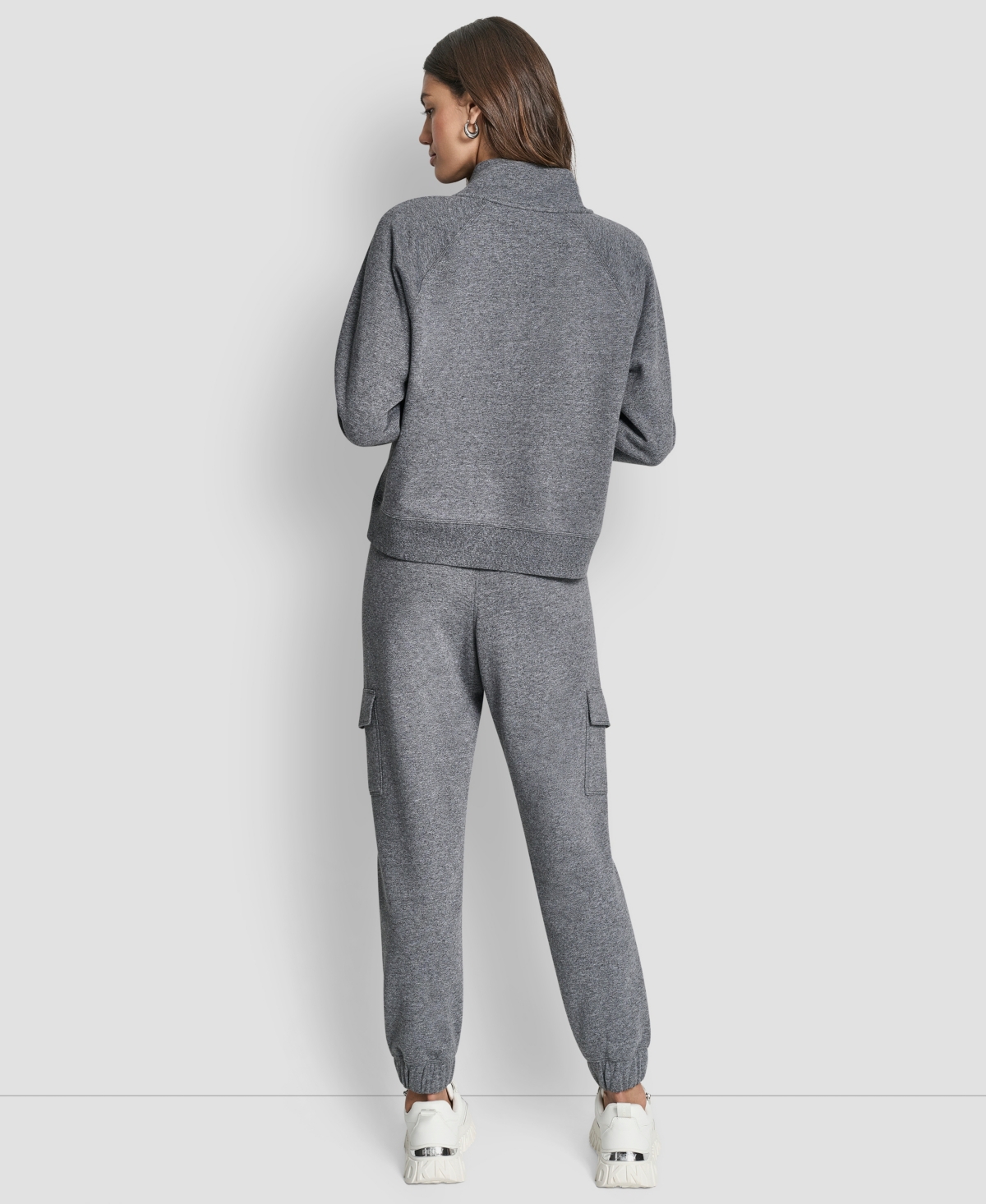 Dkny Sport Women's Studded-logo Half-zip Sweatshirt In Black